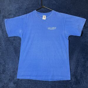 Vintage Embroidered Grey Goose Vodka Blue Short Sleeve T Shirt Size Large